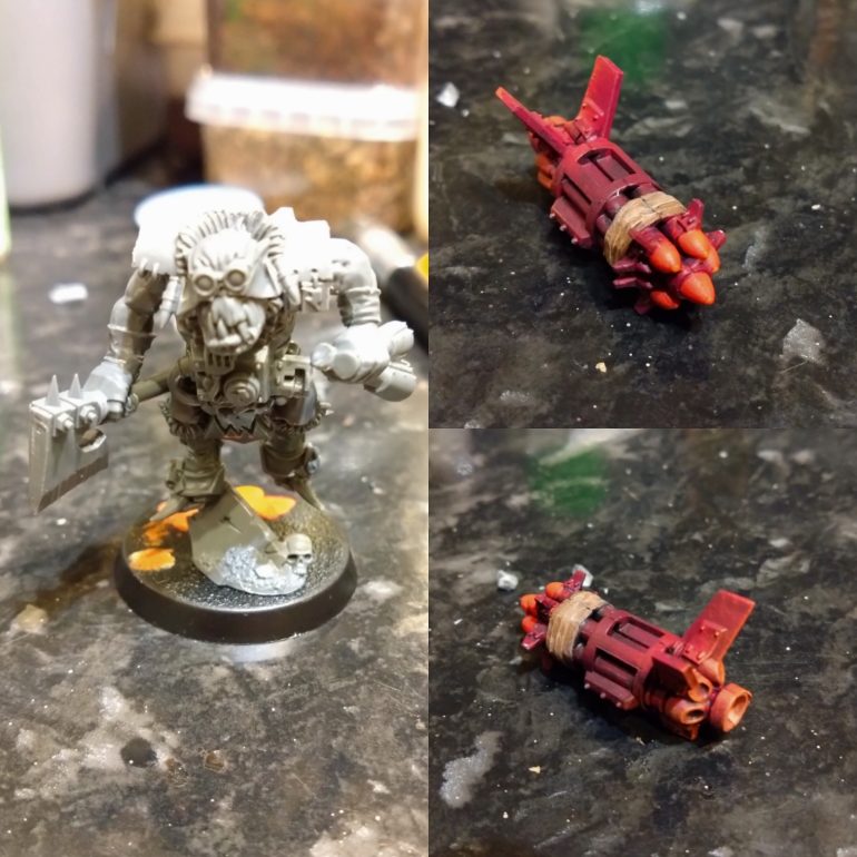 I started painting the back pack first. It was painted mostly separately from the rest. A few more layers etc. once it was assembled, but it was such a fun looking item that it got some love early on. 