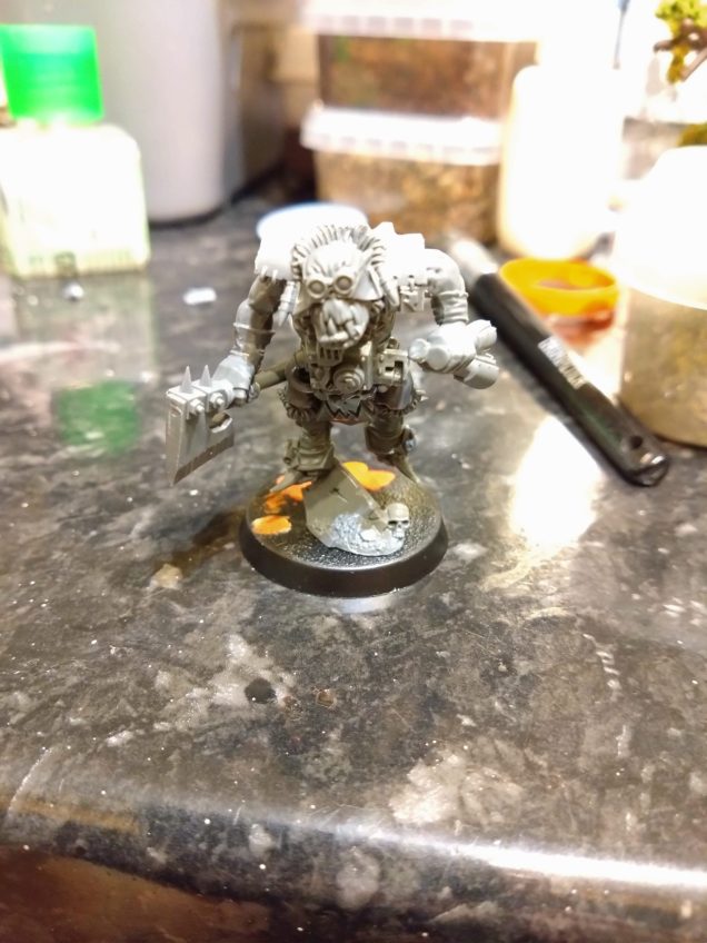 The build was simple enough but I have never painted 40K orcs before and never considered painting orcs with no green paint allowed.