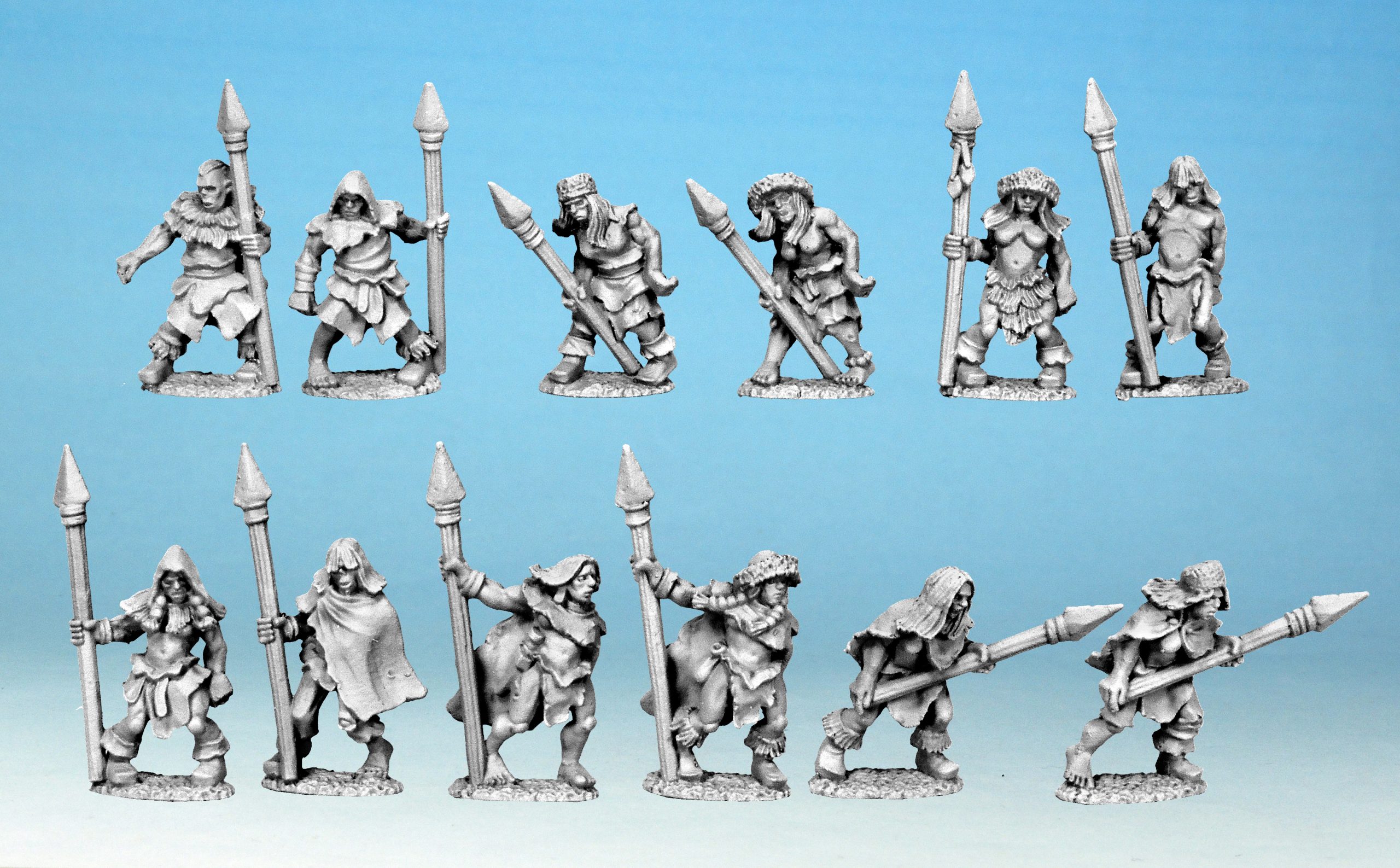 Bogmen with Spears - Mace Face Miniatures