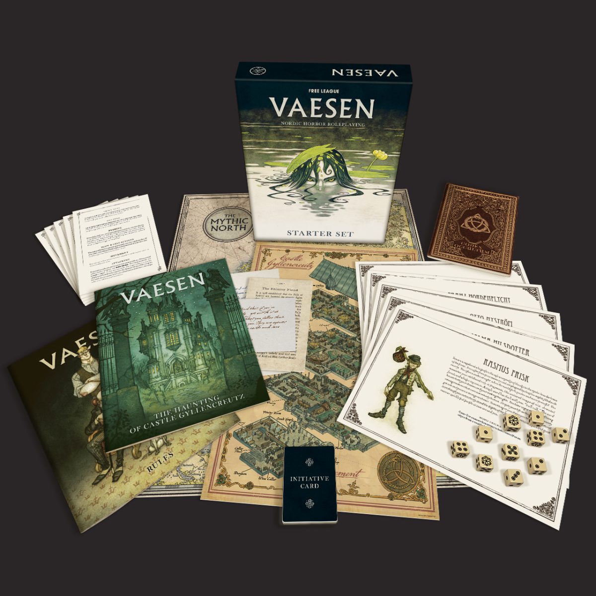 Vaesen Starter Set Contents - Free League Publishing