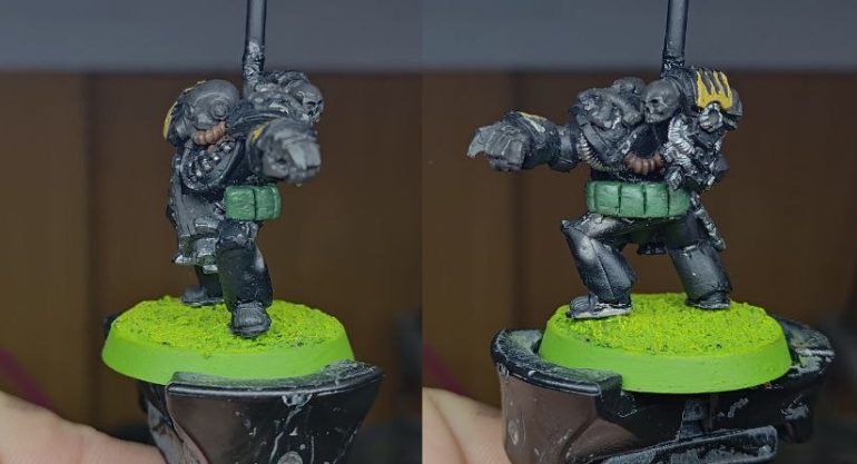 I waited around an hour for the Green Stuff to cure, and then I started sculpting how many pockets I wanted. Five seemed the right amount