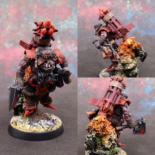 I decided that all the equipment on the chest needed another highlight. It would be black and white edges because I would really have wanted a metallic for some of this if I had access to more colour options.