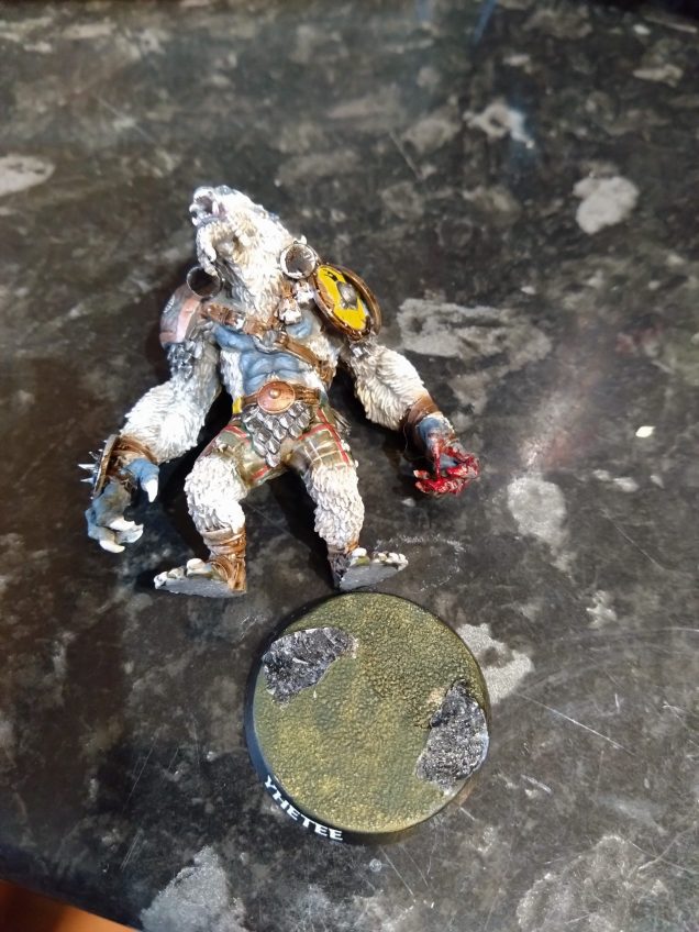 Gutted. Got him almost 98% painted and dropped him quite badly. Snapped his left arm off (but looks to have glued back on neatly) and lost his front left top canine tooth. 