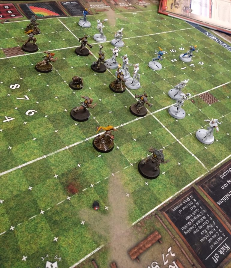 Kickoff. I kicked off to the Elves team.