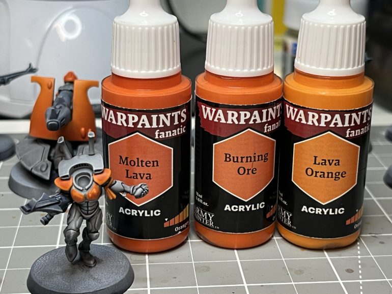 Then working up through the oranges on the orange armour parts.