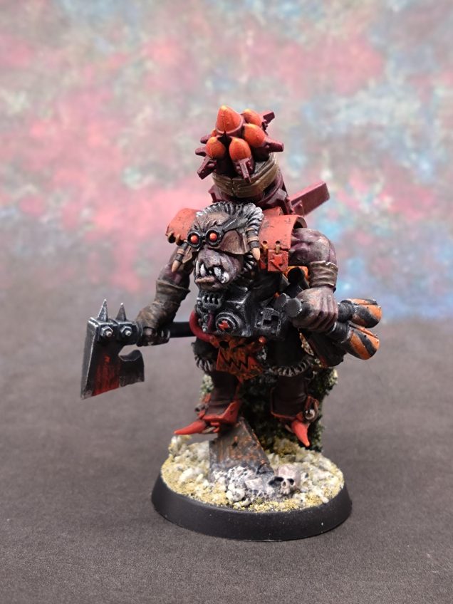 I had missed that the ring was in his lip somehow. Without a metallic I ended up trying to make it look like a rusty brown in the end.