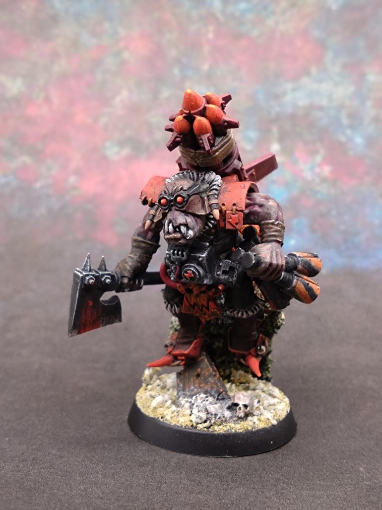 I had missed that the ring was in his lip somehow. Without a metallic I ended up trying to make it look like a rusty brown in the end.