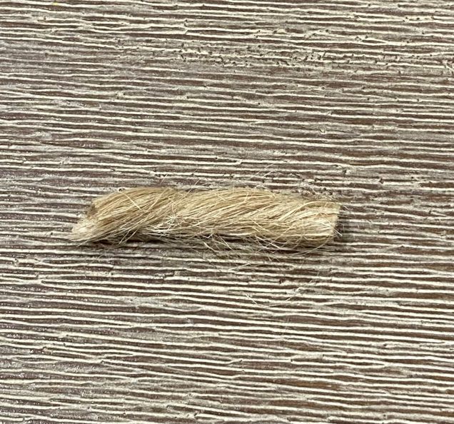 I chopped the plumber's hemp up into small sections approximately one to one and a half inches in length.  Pretty much any natural string would do for this.  