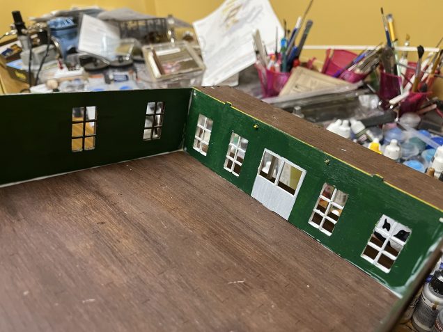 Interior of the first floor. The PVA glue is still drying here. 