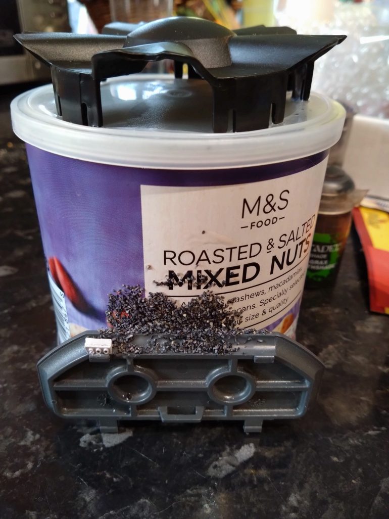 Found this odd grommet and a capping piece of some kind in a building that we were closing down.