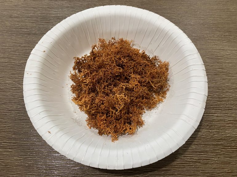 I pulled the lichen apart into small pieces and put it in a small bowl.   I will do this a bit at a time so that I don't end up pulling too much of it into pieces in one go.