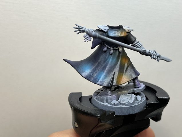 I had a bash at airbrushing some spacey colours onto the cloak