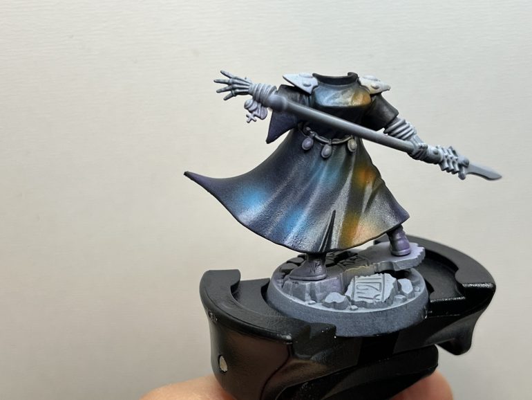 I had a bash at airbrushing some spacey colours onto the cloak