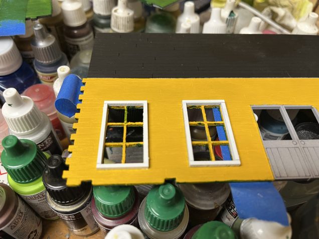 Window sills installed, door frames pending.  I’ll need to paint the individual frames next. 