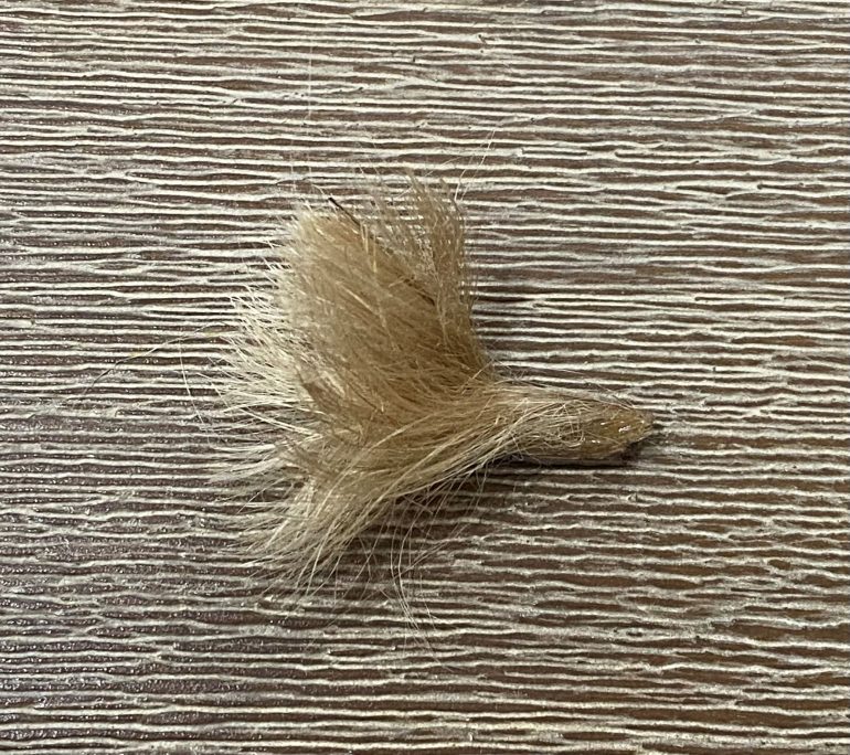 Once the glue was set, I splayed apart the other end of the small piece of string.  