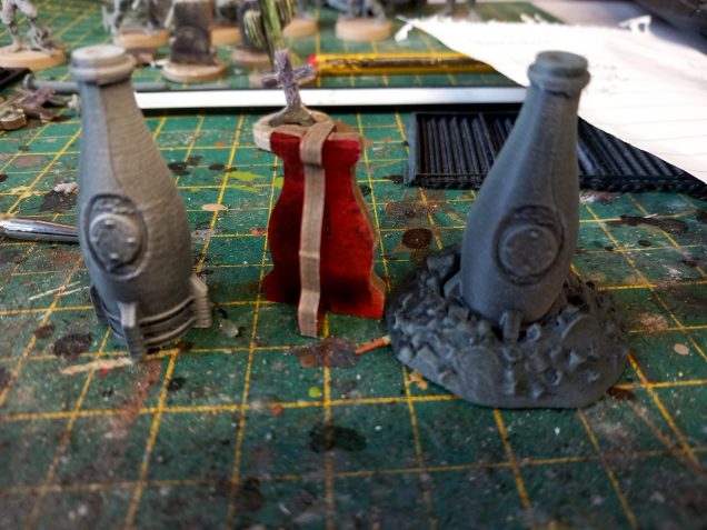 In the factions box you get some card scenery to fight over. Mist of it is Dry Rock gulch  themed to look western but there is also some trash cans which can work in any zone. So I started on replacing the card scenery 