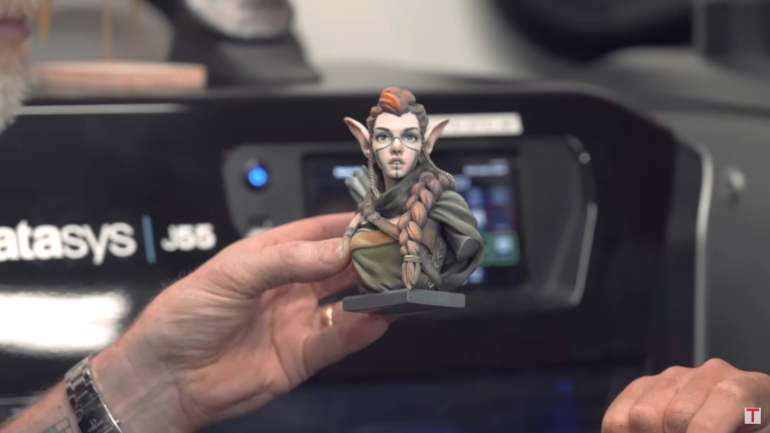A still from the video showing a sculpt exactly as it came out from the printer.