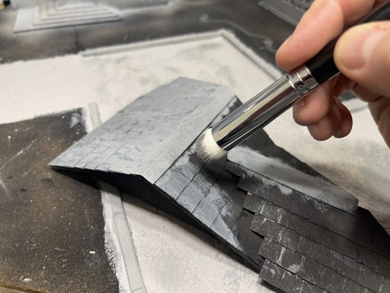 I went with grey (in two shades) and over brushed it