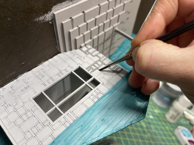 rough 'pin wash' for the brickwork