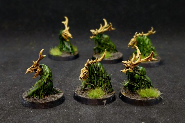 Mire Kelpies swarm all over the Jade Abbey, cursed spirits born from the corruption that runs deep into the land. Though barely a threat on their own, a swarm of them can quickly become a problem, with diseased bites and the ability to spit lumps of pungent matter with uncanny accuracy.