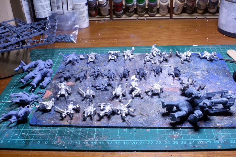 Preparing miniatures for painting.