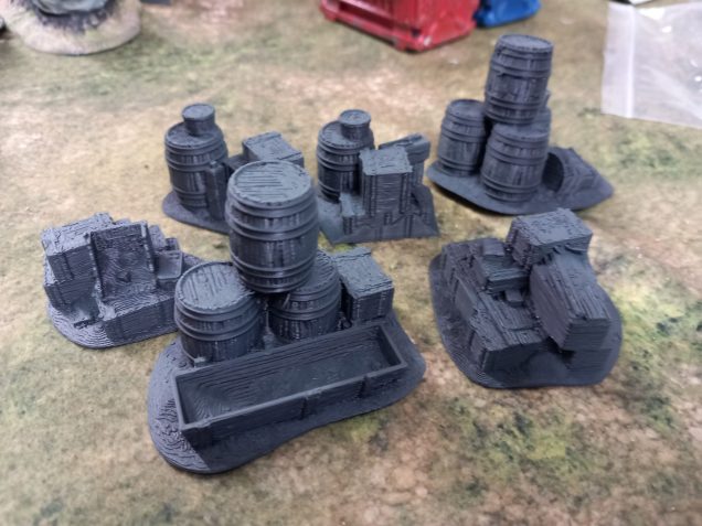 The barrel scatter terrain can work for any game but you have to look out for the odd fallout prop lying around on them 