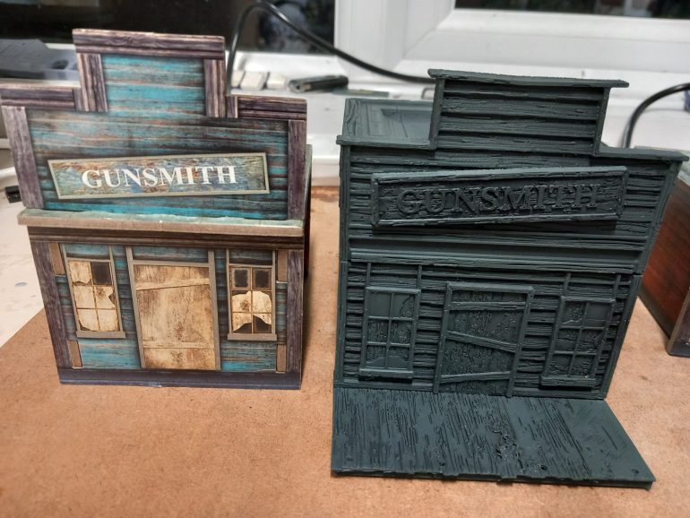 I angled the sign to match the card building and tried to copy the colour schemes making them poppy and more theme park but weatherd down