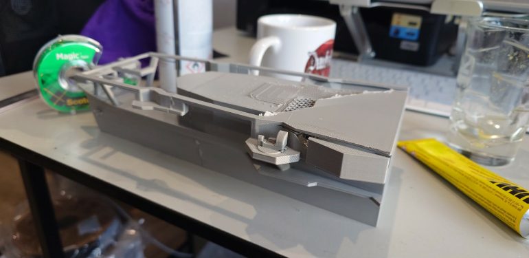 The first two sections of the Hiryu, as you can see a section of the deck was removed by the slicer. 