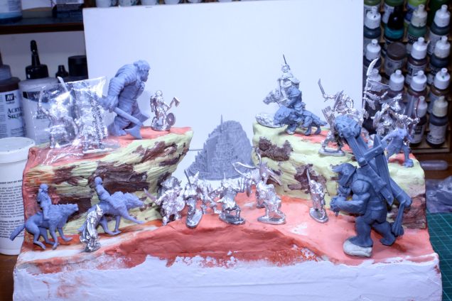 A mock-up of what I am trying to achieve.  There will be more miniatures and probably in differnt places.