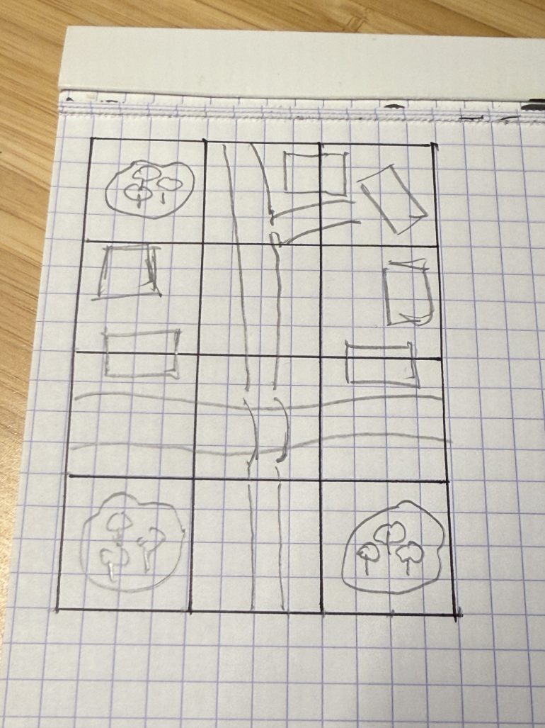 A quick set up drawing using the table grid helps greatly in planning the layout.