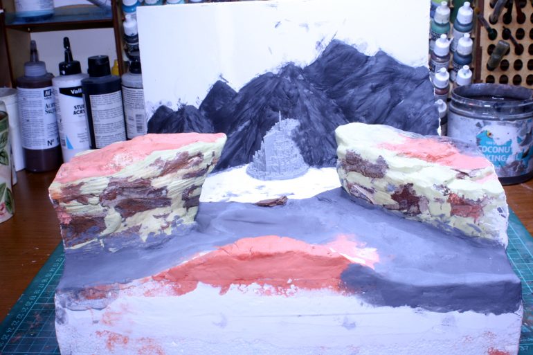 Used air-drying clay for the mountain range relief.