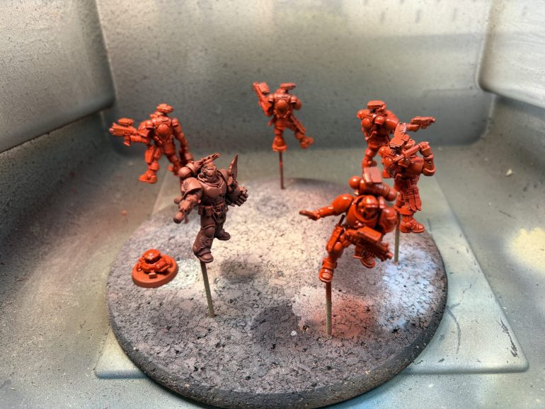 Blood Angels primer to ink airbrush