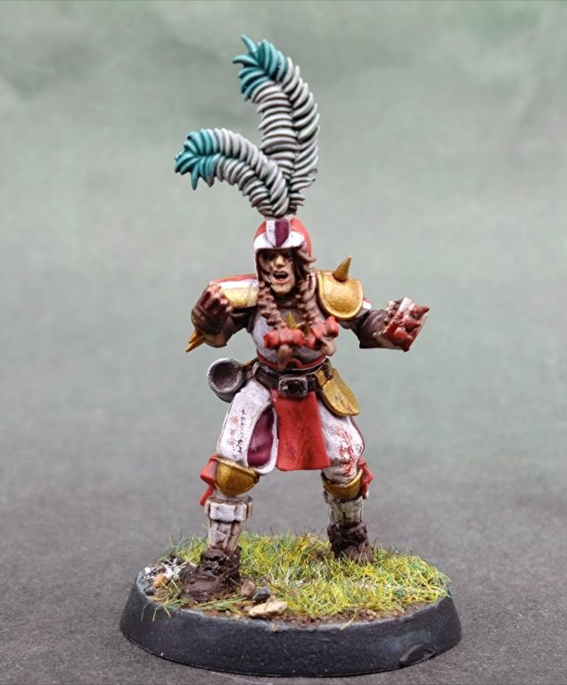 For some reason I didn't assemble all the minis in one go. The female lineman and the second Body Guard sculpt (4 minis) got made and primed white last.