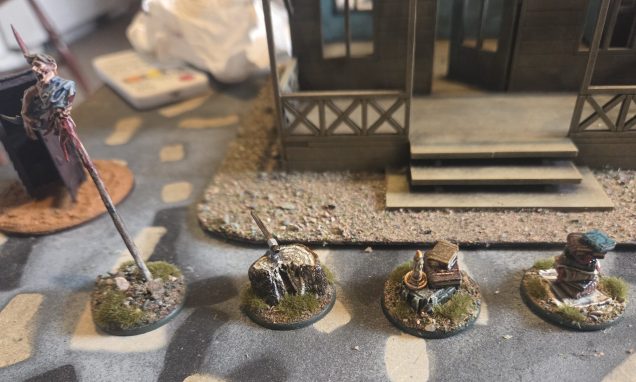 Some existing tokens I finished off/rebased to be used as objective marker/clue tokens or just plain old set dressing.