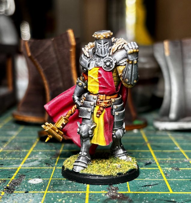 After a dip in the basing pot and a varnish he’s ready to lead the crusade!