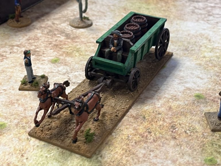 The town has run out of beer and four gangs are trying to rob the delivery wagon.