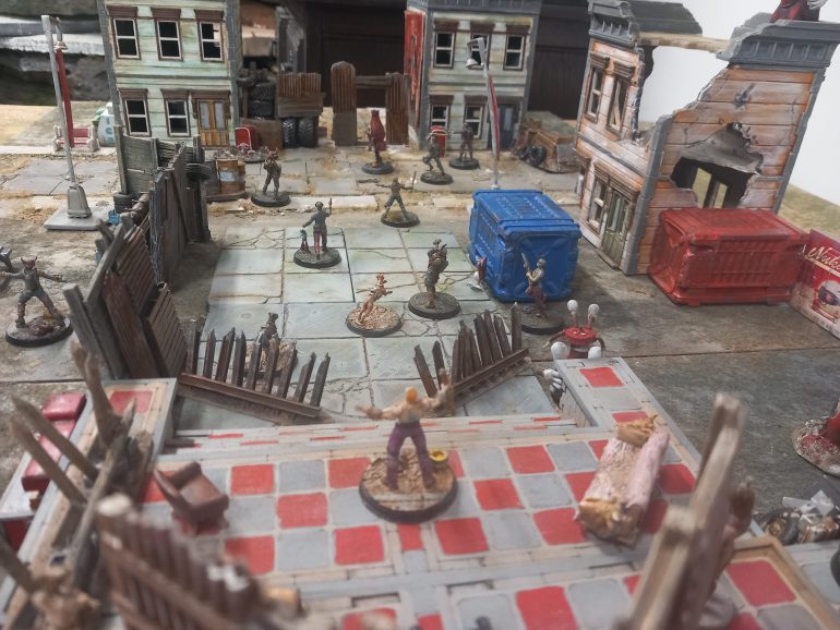 The final set up for nukatown USA was easier to pur together than previous zones as it users terrain pieces I already had. Just had to populate it with some set dressing