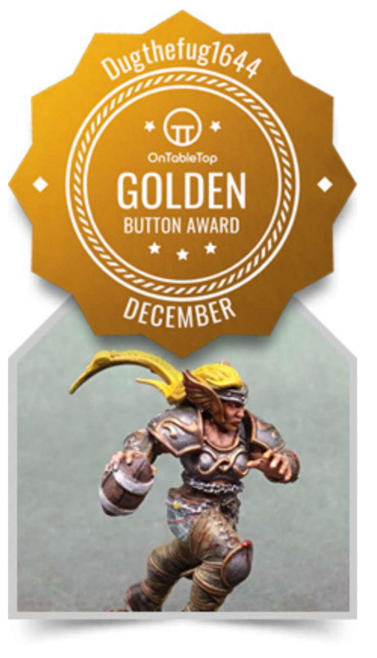 I got a Community Spotlight Golden Button for my team. We're now heading into a league at our wargaming club. Not the world's best coach so I hope some award winning follows me into the games.