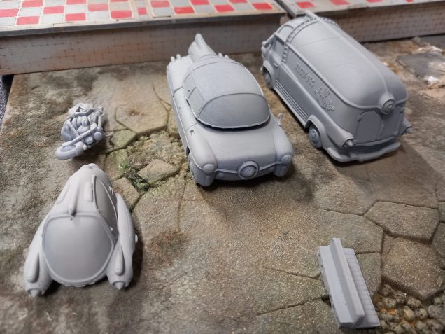 In between each zone we have customer parking and bus drop off areas. I thought this would be a good opportunity to show off some of the unique prewar vehicles of the fallout world 