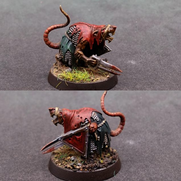 As part of a 100 minis challenge I dug into the last of my Clan rats. Mostly just SpeedPaints over a dark brown prime and an off-white dry brush.