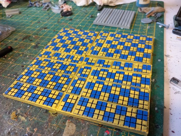 First of four living spaces. I thought I'd go for the vault tec colours for the floor. Living areas give more options for poppy coluours