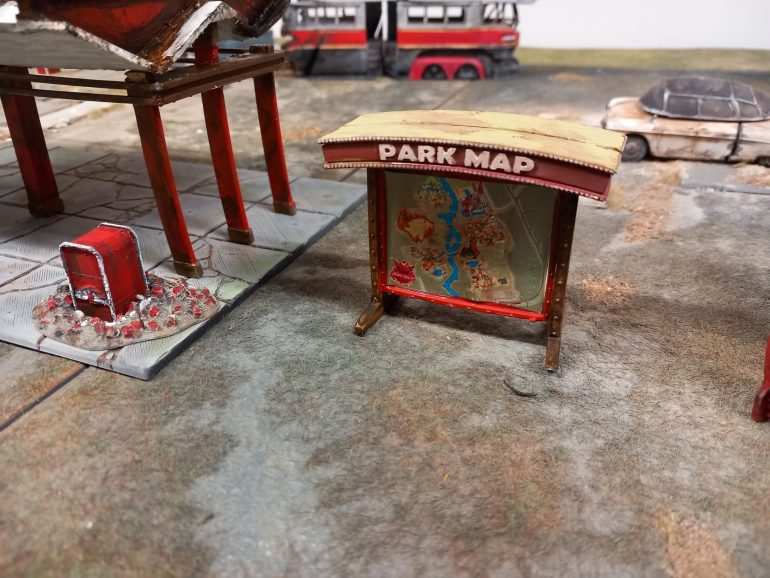 Got the overall park map done for the bus stop and added a couple if bins and seats