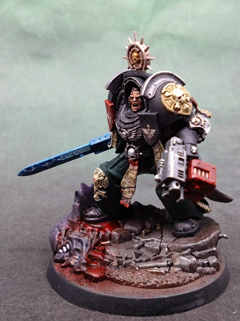 Would have been a silly one to take on given the deadline, but already built and primed and scheme already decided to meet my other Dark Angels this was a manageable undertaking.