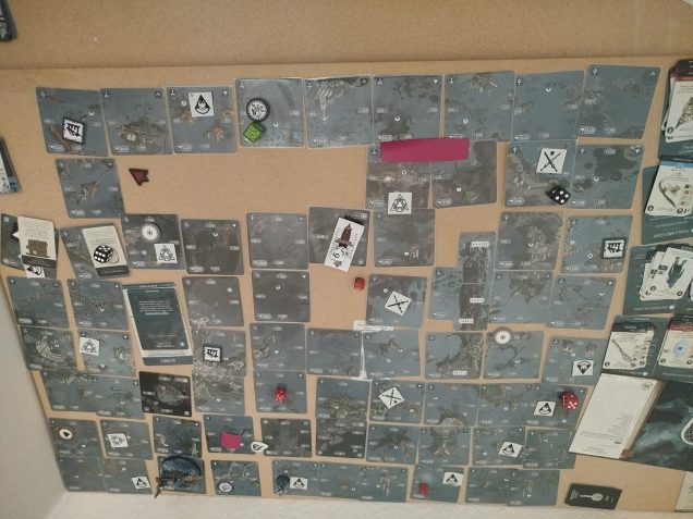 My final map, saved here so I don't lose it and can restore it, once the next wave arrives.  It is upside down to make it harder for anyone to make sense of spoilers they don't want to see.