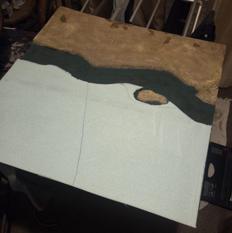 Fitting the first bit of polystyrene.