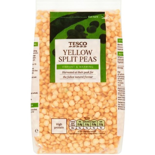 A bag of yellow split peas.