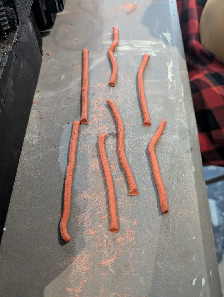 Either make several small lengths, or one long one emptying the extruder and cut into smaller lengths, I prefer the second option.