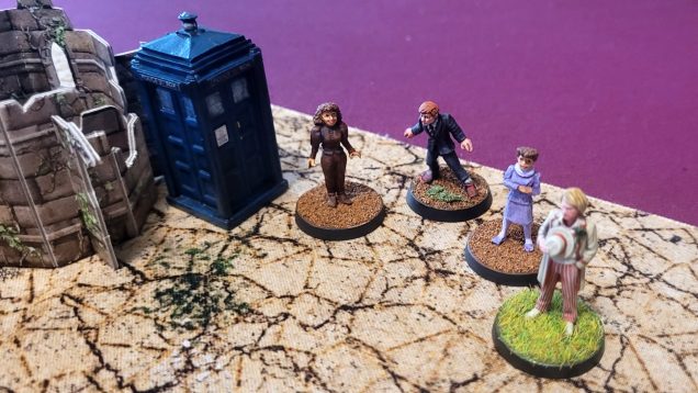 The 1980s TARDIS team, ready for some tabletop action.
