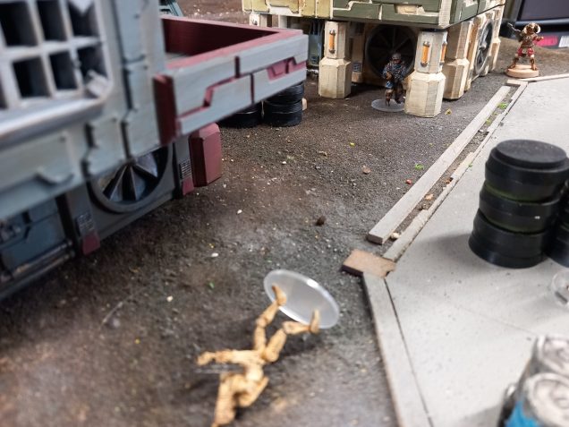 Happy to oblige Morin advances and users his plasma gun to blast the one droid that failed to reach cover in time.