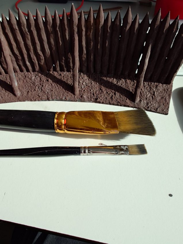 I also acquired a 2inch brush for this project as I needed something bigger than my largest brush. Both side by side in this picture although I did use the smaller one for the hard to reach places